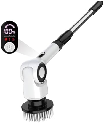 Electric Spin Scrubber, Electric Cleaning Brush, Multifunctional 360 Automatic Rotation Cordless Spin Scrubber with 7 Replaceable Brush Heads for Cleaning Bathroom Kitchen and Floor