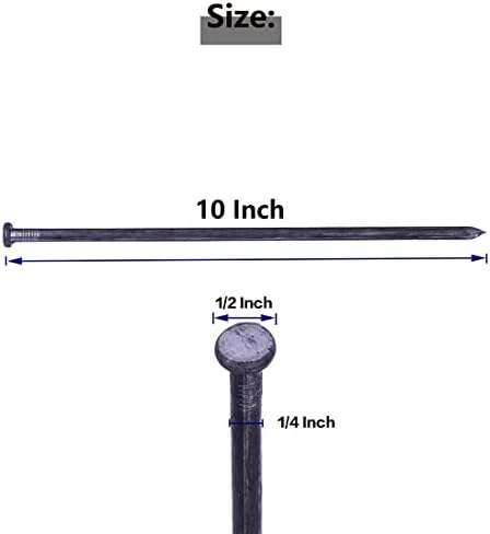 Landscape Spikes 10 Inch 50 Counts Metal Landscape Edging Anchoring Spikes, Heavy Duty Nails for Artificial Turf Spike, Paver Edging, Timber Carpentry, Weed Barrier, Tent Pegs, More