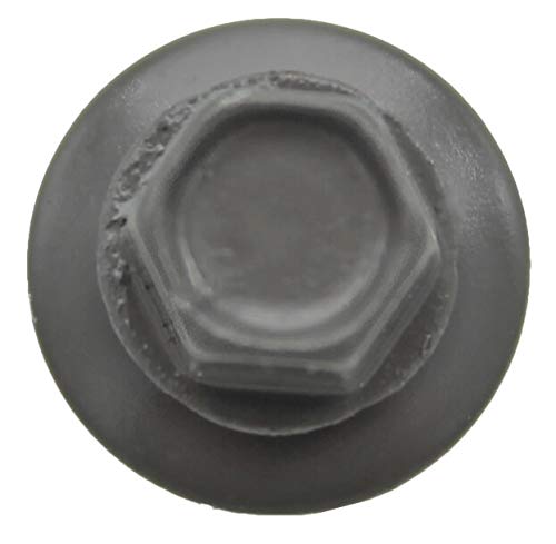 10 x 1-1/2" Charcoal Metal Roofing Screws - Hex Washer Head- Self-Starting/Tapping - EPDM Washer. 1 x 250 Count Bag - 250 Screws