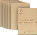 12 mm Baltic Birch Plywood 1/2 x 5 x 7 Inch, Box of 6 B/BB Grade Craft Wood, Stronger Than Basswood Sheets, for Laser, CNC Cutting and Wood Burning, by Woodpeckers