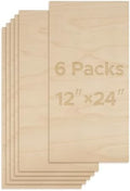 OMTech 6 Pack Birch Plywood Sheets, 12x24 Inch Plywood Sheets for Crafts, 1/8" Thick Wood for Laser Cutting Engraving, Unfinished Wood Boards for DIY Projects Drawing Painting