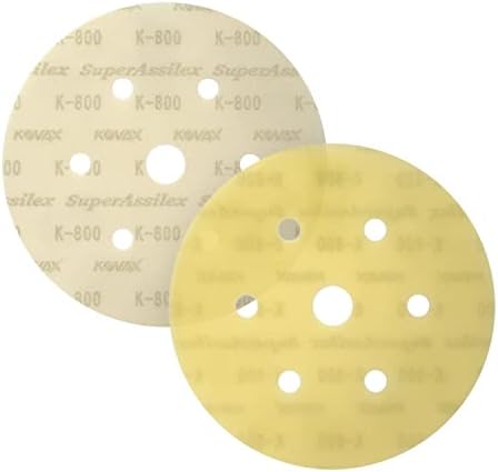 Super Assilex Flexible 6 inch Sanding Discs, Lemon K-800, 7 Holes, Hook & Loop, 193-1539, 25 Discs