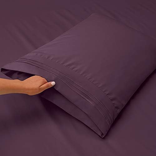 Hearth & Harbor Twin XL Size Sheets - 3 Piece Bed Sheet Set, Hotel Luxury Double Brushed Bed Sheets - Extra Soft Bedding Sheets & Pillowcases, Twin XL, Purple