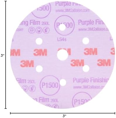 3M 30368 Hookit Purple 3" P1200 Grit Finishing Film Disc