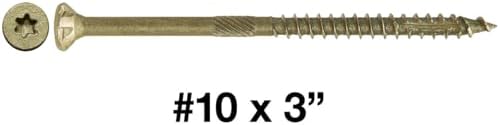 Jake Sales #10 x 3 Bronze Coated Multipurpose Wood Screw Torx/Star Drive Flat Head (Full Box - 1,500 Screw Count) Exterior Coated - ACQ Compatible Wood Screws