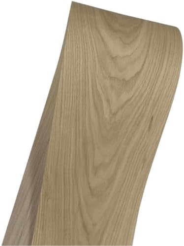 White Oak Wood Veneer Sheet,Flat Cut,8.5''x 98'',Iron On Stick Veneer Roll Without Paper,Pre-glued Hot Melt Self Adhesive Tape for Cabinet Furniture Plywood Door Speaker Renovation