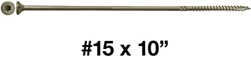 Jake Sales #15 x 10 Bronze Exterior Wood Screws - Torx Flat Head - ACQ Compatible - Full Box (~250 Count)