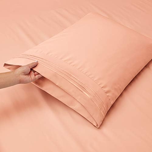 Hearth & Harbor Queen Size Sheets - 4 Piece Bed Sheet Set, Hotel Luxury Double Brushed Bed Sheets - Extra Soft Bedding Sheets & Pillowcases, Queen, Peach
