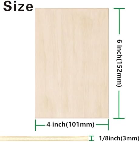 Basswood Sheets 24 Pack,4"x6"x1/8" Plywood Sheets,3mm Basswood for Laser Cutting,Laser Engraving Blanks,Drawing & Painting,Thin Natural Unfinished Wood for Crafts,Wood Burning,Scroll Saw Cutting