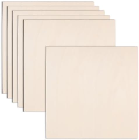 AWIZOM 6 Pack Basswood Sheets for Crafts-24 x 24 x 1/8 Inch- 3mm Thick Plywood Sheets with Smooth Surfaces Unfinished Wood Boards for Laser Cutting, Wood Burning, Architectural Models, Staining