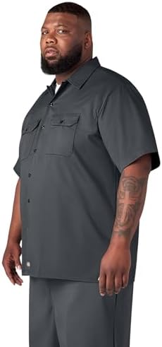Dickies Men’s Short Sleeve Work Shirt – Durable Twill Button Down Shirts for Men, Lightweight Uniform for Daily Wear