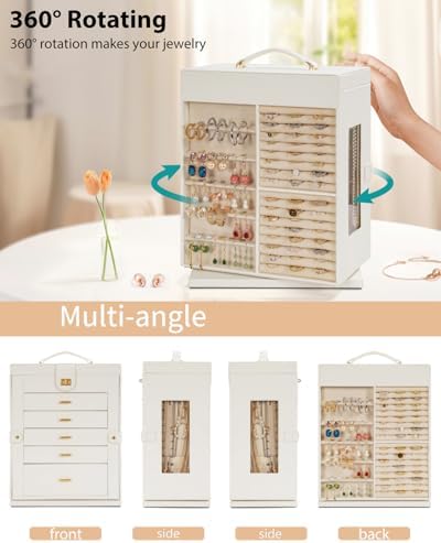 AKOZLIN 6-Tier Jewelry Box Organizer 5 Drawers Storage XXL White