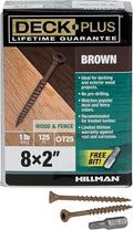 Deck Plus Deck Screws, #8 x 2in, 125 Pack, Brown Epoxy