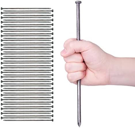 Landscape Spikes 10 Inch 50 Counts Metal Landscape Edging Anchoring Spikes, Heavy Duty Nails for Artificial Turf Spike, Paver Edging, Timber Carpentry, Weed Barrier, Tent Pegs, More