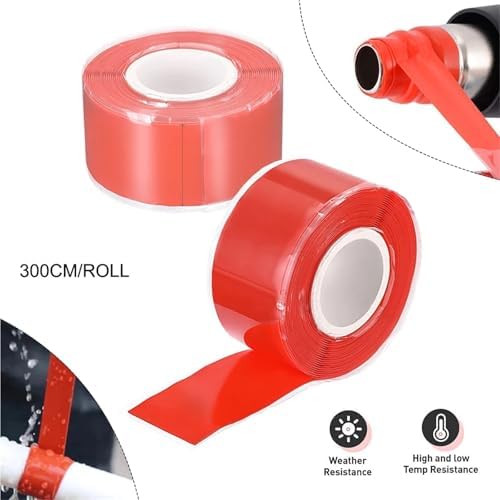 12 Roll 1 Inch X 10 FT Self-Fusing Silicone, Thickness 0.5mm Hose Repair Tape, Heavy Duty and Leak Proof Rubber Hose Tape, Pipe for Water