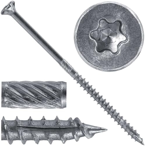#10 x 4 Silver Star Stainless Steel Wood Screw Torx/Star Drive Head - Grade 305 Stainless Steel Torx/Star Drive Wood Screws - (1 Pound - 56 Approx. Screw Count)
