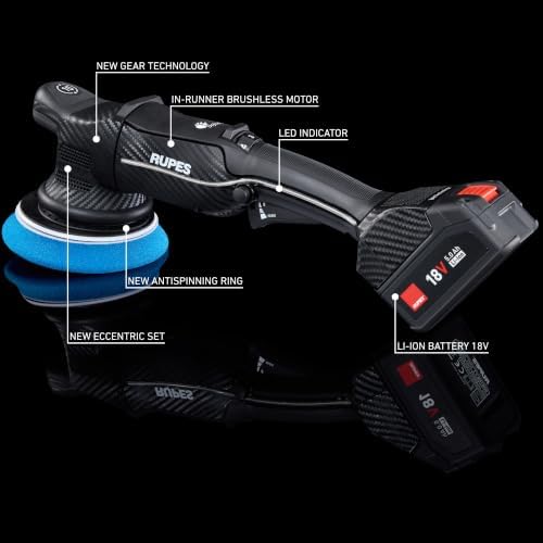 RUPES BigFoot HLR15 iBrid Random Orbital Polisher w/ 2 Batteries & Charger