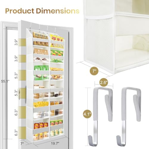 HOMELUX THEORY Over the Door Organizer, 6-Tier XL, 100D Fabric, Dark Gray