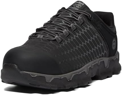 Timberland PRO Men's Powertrain Sport Alloy Safety Toe Industrial Athletic Work Shoe, Black/Grey-2024 New Raptek, 8