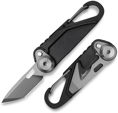 TACRAY Vinto 5-in-1 Keychain Multitool Mini Pocket Knife, 1.5" Blade, Black