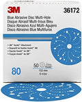 3M Hookit Blue Abrasive Disc, 321U, 36172, 6 in, 80+ Grade, Multi-Hole