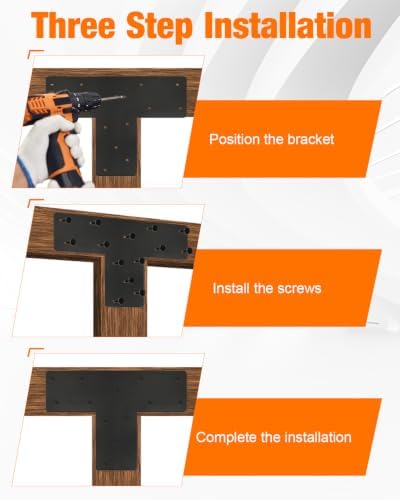 4 Pcs 16.9"×12" T Post Brackets, T Flat Mending Plate for Wood