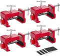Cabinet Clamps, Cabinet Installation Cabinetry Clamps Face Frame Clamps Tools with Two Side Screws and Alignment Plate, 4 Pack, Red