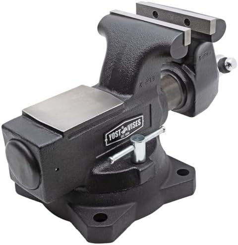 Yost HD550-C Heavy Duty 5-1/2 Inch Mechanics Work Bench Vise | Heavy Duty Woodworking & Metal Work Table with Secure Grip Swivel Base | 60,000 PSI Casting Iron Material with Extra-large Anvil Surface