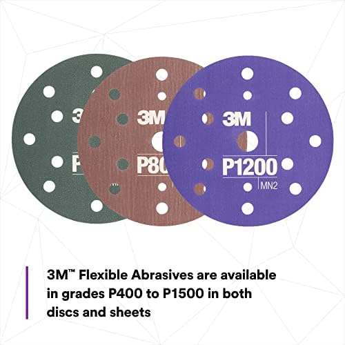3M Hookit Flexible Abrasive Disc 270J, 34408, 6 in, Dust Free, P1200, 25 disc per carton