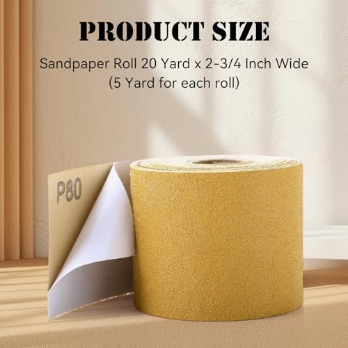 12 Rolls 60 Yards 60, 80, 120, 220, 320, 400 Grit Psa Continuous Sandpaper Roll 2-3/4" Wide Longboard Sandpaper Self-Adhesive Sand Paper Automotive Woodworking Hand Sanding Block