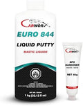 Euro 844 - Polyester Finishing Putty, Liquid Body Filler with BPO Hardener - Two-Component, Easy Sand, Adheres to Metal, Fiberglass, Wood, 1 kg