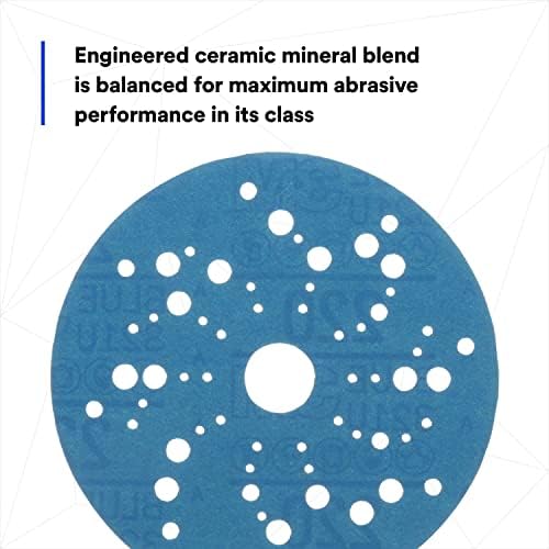 3M Hookit Blue Abrasive Disc, 321U, 36162, 5 in, 220+ Grade, Multi-Hole