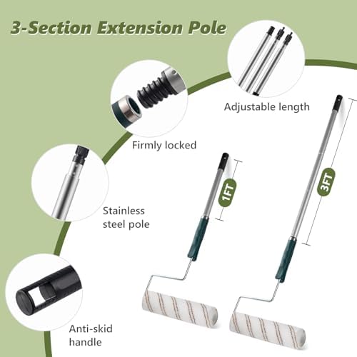 Mister Rui 28 Pack Paint Roller Kit with Extension Pole
