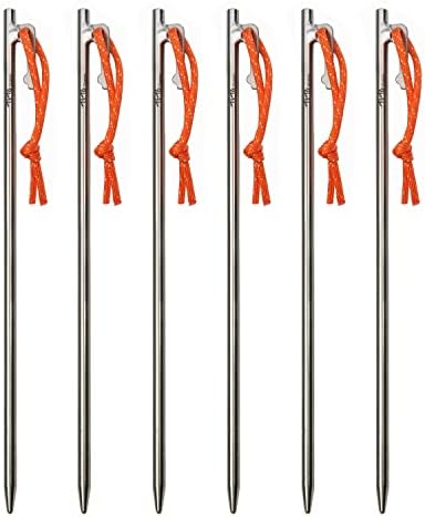 TiTo Titanium Tent Pegs Stakes Lightweight Snowfield Grassland Heavy Duty Tent Nails for Outdoor Camping Hiking and Plant Support Garden Stakes 4pcs/6pcs (8×300mm-6pcs)