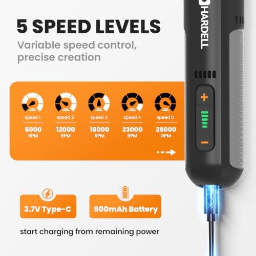 HARDELL 8V Cordless Rotary Tool Kit, 5‑Speed, 28000RPM for DIY Craft