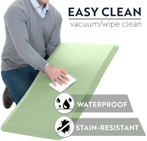 KANGAROO Anti Fatigue Mats for Kitchen Floor, 58x20, 3/4 Inch Thick Cushioned Ergonomic Mat, Reduce Foot Pressure, Waterproof Comfort Rug for Under Sink, Office Standing Desk, Store Floors, Sage Green