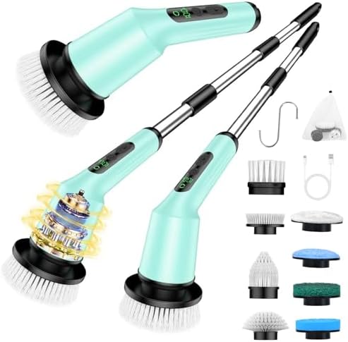 Electric Spin Scrubber for Bathroom, Shower Scrubber with Long Handle