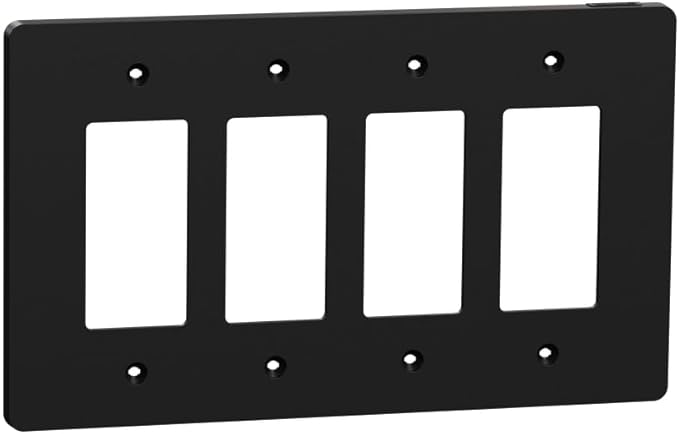 Square D by Schneider Electric X Series Wall Plate for Outlet and Light Switch, Mid Size Plus 4 Gang, Matte Black