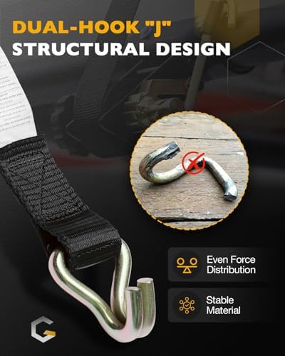Rack Ratchet Straps, Pipe/Roof Rack Strap, 1.4" Gold Square Tube Mount