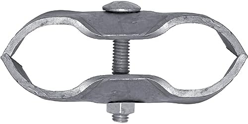 1-5/8" Galvanized Chain Link Fence Panel Clamps with Bolts & Nuts - Saddle Clamps for Dog Kennels & Temporary Fencing (8 Pack)