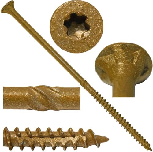 14 x 6 Bronze Coated Multipurpose Wood Screw - Torx/Star Drive Flat Head Exterior Coated - ACQ Compatible - CASE Qty 42 Boxes 1,050 Screws