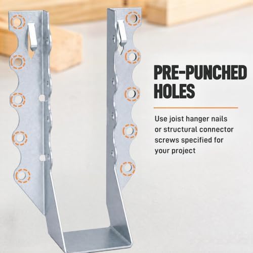 50 Pack 2x8 Joist Hangers, 20 Gauge Galvanized Wood Connectors