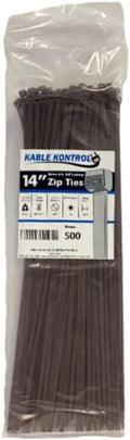 Kable Kontrol Cable Zip Ties, 14 Inch, 500 Pcs, 50lbs Test, Brown | Nylon Plastic, Self Locking, UL Listed, Indoor Use