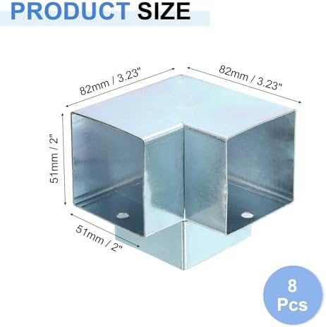 uxcell 3-Way Gazebo Brackets Kit, Right Angle Corner Bracket Woodworking DIY Post Base Kit for 2" x 2" Lumber for Outdoor Patio Gazebo Log Cabins (8 Pack)