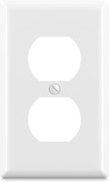 ELEGRP Duplex Receptacle Outlet Covers, 1-Gang Standard Size Wall Plates, Unbreakable Polycarbonate Dual Outlet Faceplates Covers, UL Listed, Color-matched Screws Included (1 Pack, Glossy White)
