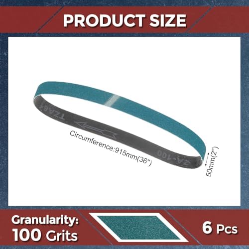 6 Pcs Sanding Belts 2 x 36 Inch 100 Grit Zirconia