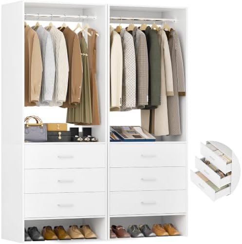 Aheaplus Closet System Closet Organizer, 3.6FT Closets, Set of 2， White