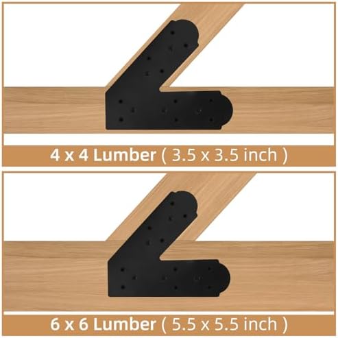 45-Degree Steel Angled Bracket - 2 Pcs, Flat Fixing Mending Plates, Black Repair Plate, Corner Brace with Screws Set for Wood, Lumber, Timber Connectors