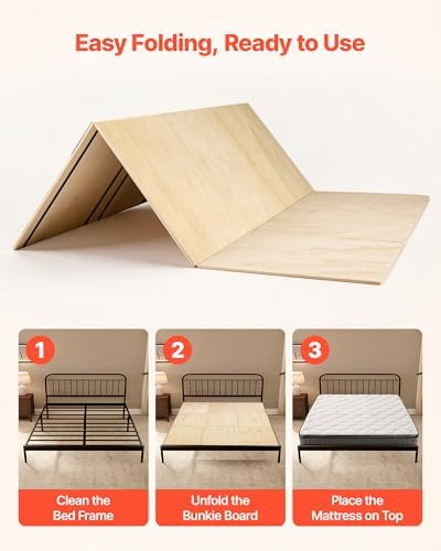 VEVOR Bunkie Board, Cal King 69.7 x 81.9 in, Foldable Bed Board Under Mattress with Nylon Webbing, Plywood, Rounded Edges, Anti-Sag Design for Metal Frames, Sleeper Sofas, Platform and Bunk Beds