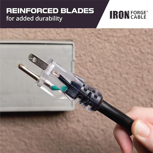 Iron Forge Cable 10 Gauge Extension Cord Heavy Duty, 10 Ft - Black SJTW